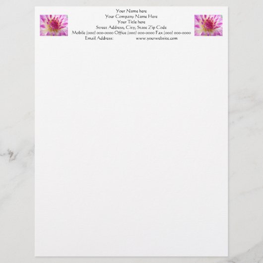 Roze Dahlia Bloem Briefhoofd papier natuur (Voorkant)