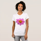 Roze dahlia bloem met geel centrum t-shirt (Voorkant volledig)