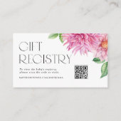 Roze Dahlia Bloem QR Code Baby Shower Cadeaulijst Informatiekaartje (Voorkant)