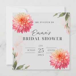 Roze Dahlia bloem Watercolor bruidsdouche Kaart