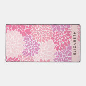 Roze dahlia bloemen, bloemenpatroon, Jouw naam Bureaumat (Voorkant)