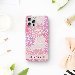 Roze dahlia bloemen, bloemenpatroon, Jouw naam Case-Mate iPhone Case