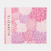Roze dahlia bloemen, bloemenpatroon, Jouw naam Fleece Deken (Voorkant (Horizontaal))