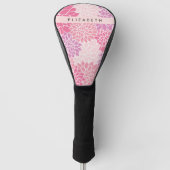 Roze dahlia bloemen, bloemenpatroon, Jouw naam Golfheadcover (Voorkant)