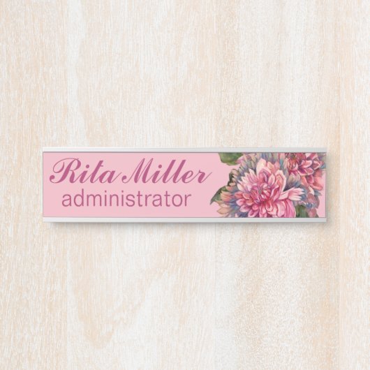 Roze Dahlia bloemen Deurbordje (Voorkant)