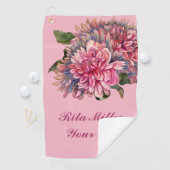 Roze Dahlia bloemen Golfhanddoek (Insitu)