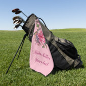 Roze Dahlia bloemen Golfhanddoek (Groen)