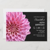 Roze Dahlia Bloemen Herfst Zwart 60ste Verjaardag Kaart (Voorkant)