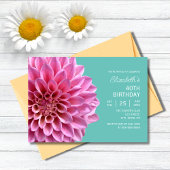 Roze Dahlia Bloemen Turquoise 40ste verjaardag Kaart