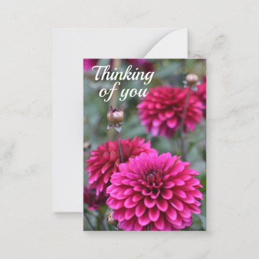 Roze Dahlia Bloemenfoto Denken aan jou Notitiekaartje (Voorkant)