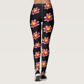 Roze Dahlia bloemenprint Zwarte Leggings (Achterkant)