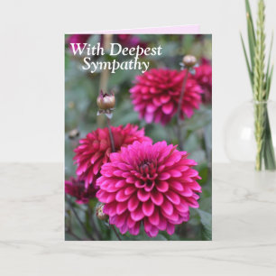 Roze dahlia bloemfoto met diepste sympathie kaart