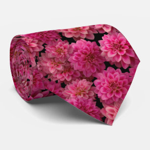 Roze Dahlia Bloemmotief Stropdas
