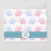 Roze Dahlia, Blue Dahlia, Flowers, Monogram Briefkaart (Voorkant)
