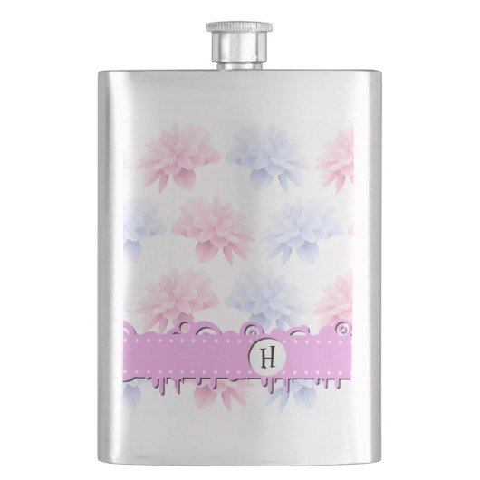 Roze Dahlia, Blue Dahlia, Flowers, Monogram Flacon (Voorkant)