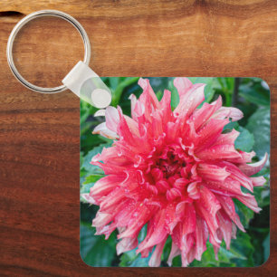 Roze Dahlia, Dramatische Gerimpelde Bloem Sleutelhanger