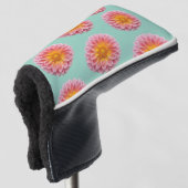 Roze Dahlia en dauwdruppels Golfheadcover (3/4 voorkant)