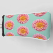 Roze Dahlia en dauwdruppels Golfheadcover (Voorkant)