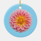 Roze Dahlia en dauwdruppels Keramisch Ornament (Achterkant)