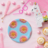 Roze Dahlia en dauwdruppels Papieren Bordje (Feest)