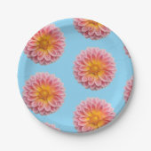 Roze Dahlia en dauwdruppels Papieren Bordje (Voorkant)