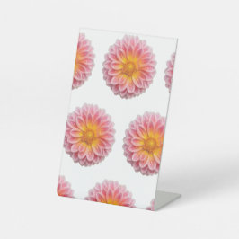 Roze Dahlia en dauwdruppels Reclamebord Met Voetstuk