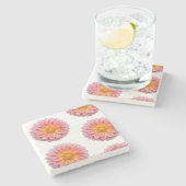 Roze Dahlia en dauwdruppels Stenen Onderzetter (Zijkant)