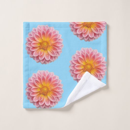 Roze Dahlia en dauwdruppels Washandje (Wasdoekje)