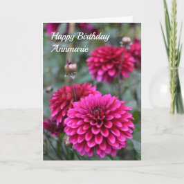 Roze Dahlia Floral Foto Happy Birthday Kaart