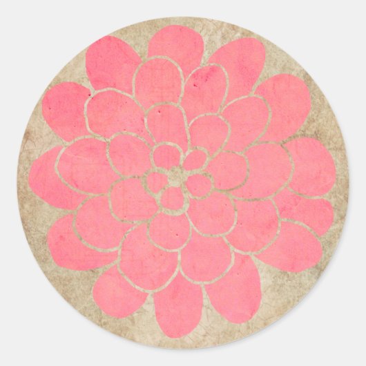 -roze Dahlia Floral Wedding Ronde Sticker (Voorkant)