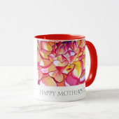 Roze Dahlia flower art Happy Moederdag mok (Voorkant rechts)