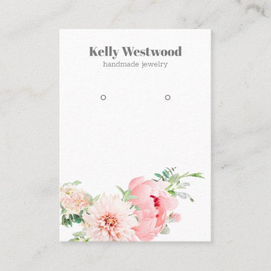 Roze Dahlia Flower Blossom Earring Display Kaart Visitekaartje (Voorkant)