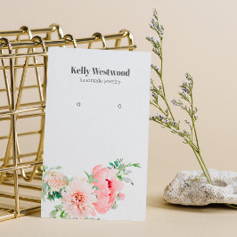 Roze Dahlia Flower Blossom Earring Display Kaart Visitekaartje