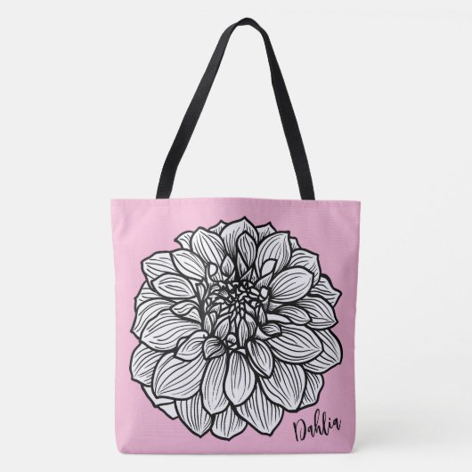 Roze Dahlia Flower Canvas tas (Voorkant)