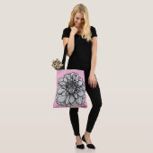 Roze Dahlia Flower Canvas tas (Op model)