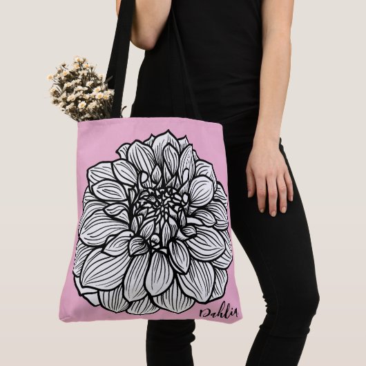 Roze Dahlia Flower Canvas tas (Dichtbij)