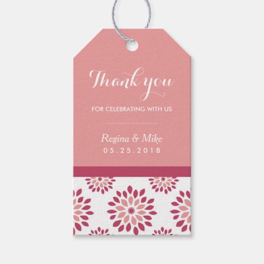 Roze Dahlia Flower Pattern Dank je cadeau Labels Cadeaulabel (Voorkant)