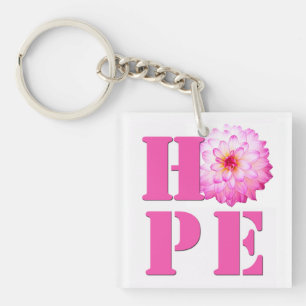 Roze Dahlia Flower Photo HOPE Sleutelhanger