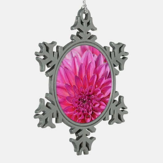 Roze dahlia flower print kerstversiering tin sneeuwvlok ornament (Links)