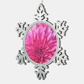 Roze dahlia flower print kerstversiering tin sneeuwvlok ornament (Rechts)
