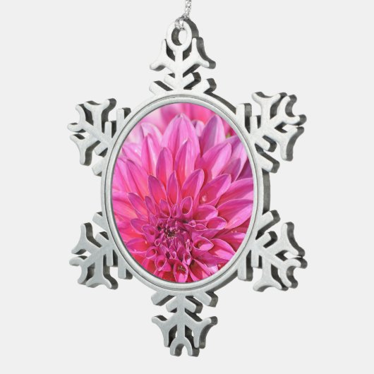 Roze dahlia flower print kerstversiering tin sneeuwvlok ornament (Rechts)