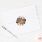 Roze Dahlia Flower Rustic Wood Weddenschap Datum Ronde Sticker (Envelop)