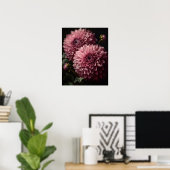 Roze Dahlia Flowers Art Print Poster (Thuiskantoor)
