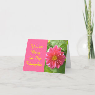 "ROZE DAHLIA / JE BENT IN MIJN GEDACHTEN GEWEEST" KAART