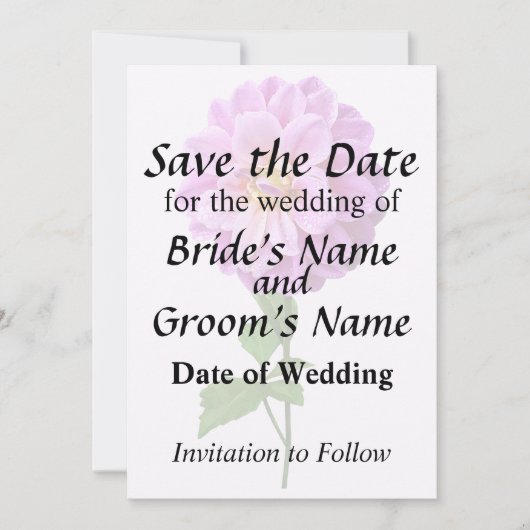 Roze Dahlia met dauw Save The Date (Voorkant)