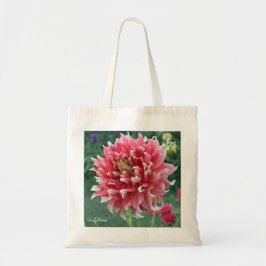 Roze dahlia op een canvas tas