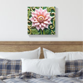 Roze Dahlia op Groen Canvas Afdruk (Insitu (Slaapkamer))