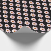 Roze Dahlia-patroon - Volledige kleur op zwart Cadeaupapier (Hoek)