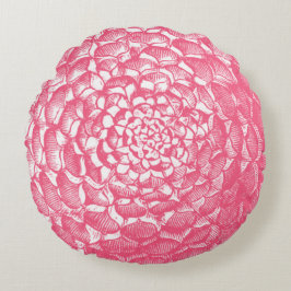 Roze Dahlia Rond Kussen