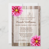 Roze Dahlia Rustic Barn Wood Vrijgezellenfeest Kaart (Voorkant)